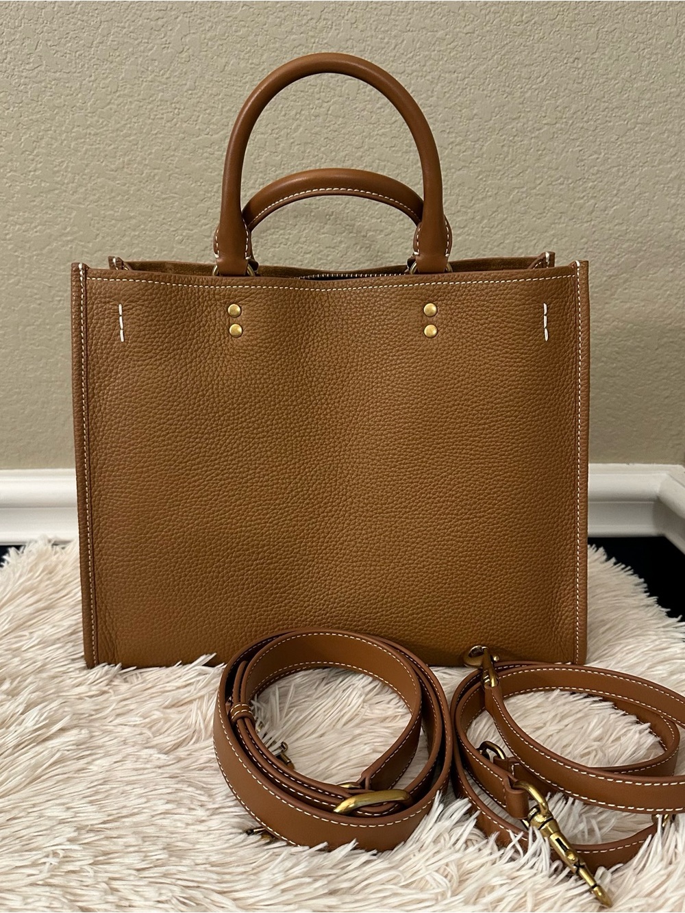Quince Medium Convertible Satchel in cognac
